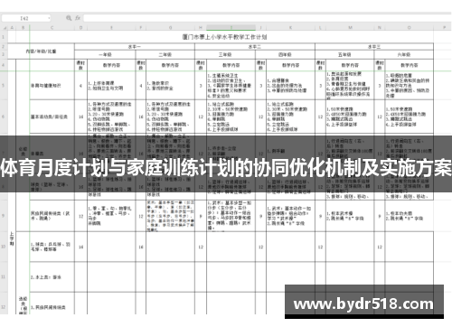 体育月度计划与家庭训练计划的协同优化机制及实施方案